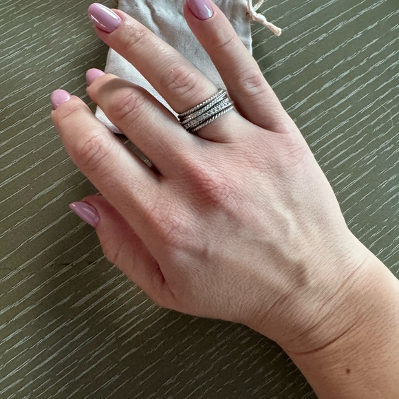 David Yurman Silver Stacked Rings - Picture 2 of 6